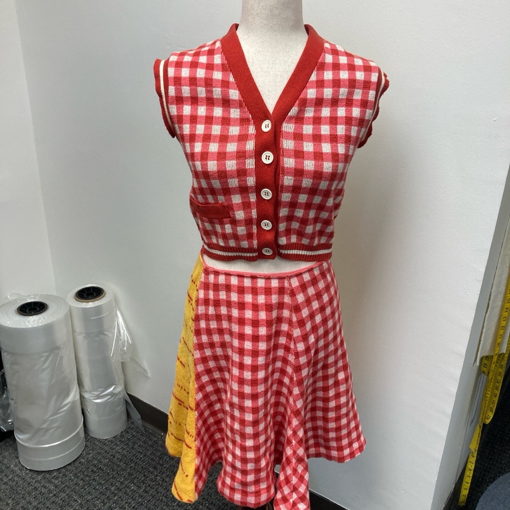 Vintage Betsey Johnson Alley Cat 70s Knit Gingham Set - Picture 1 of 9